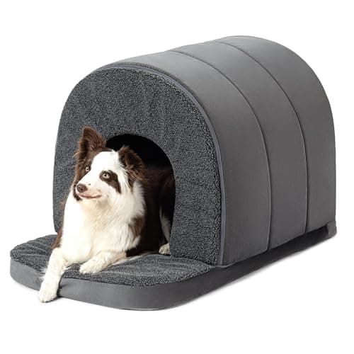 PELZIN Indoor Dog House - Orthopedic Dog Tent Bed w/Egg-Crate Foam - Pet Bed with Cover Cave - Waterproof Lining - Nonskid Bottom, Ideal for Large Breeds & Fits 36-Inch Crate - 35"x22" - Image 1