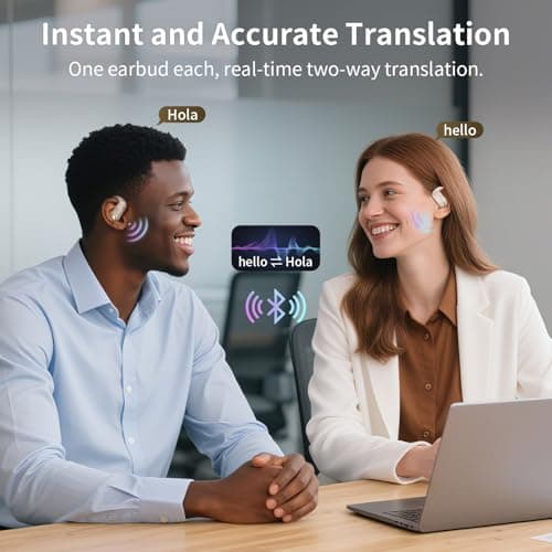 TookBuds Translation Earbuds Real Time, AI Translator Earbuds with 145 Languages, No Subscription Required, Open-Ear Bluetooth 5.4, 60H Playtime for Travel, Business & Language Learning (Off White) - Thumbnail 6
