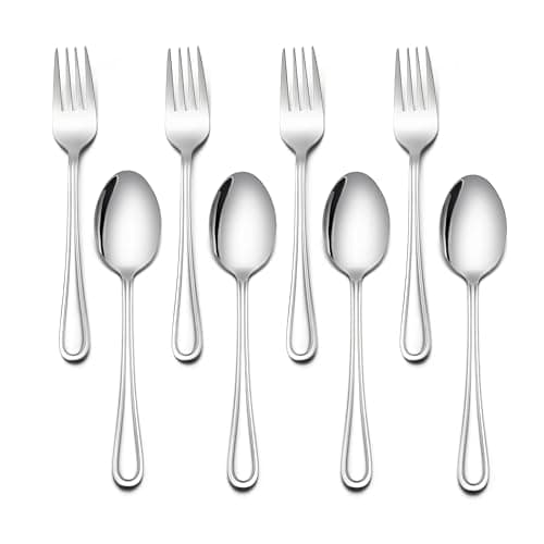 LIANYU 8-Piece Toddler Utensils Set, Stainless Steel Kids Silverware Set, 4 Kids Spoons and 4 Toddler Forks, Children Child Flatware Cutlery for Home Preschools, Dishwasher Safe