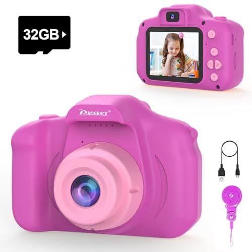 PROGRACE Kids Camera for Girls and Boys Ages 3-12, Toddler Digital Camera with IPS HD Screen, 1080P HD Video, 32GB SD Card, Perfect Birthday Purple - Image 1