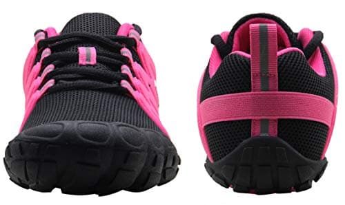 Weweya Barefoot Shoes for Women - Breathable Toe Shoes for Minimalist Running, Outdoor, Parkour & Tennis - Arch Support - Black & Hot Pink - US Size 5.5 - Thumbnail 6