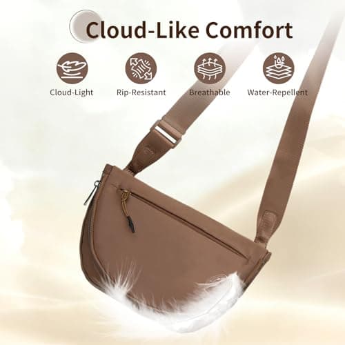 Fashion Crescent Moon Bag For Women & Men - Medium Nylon Shoulder Bag With Adjustable Strap, Lightweight & Foldable Design (A-Beige) - Thumbnail 4