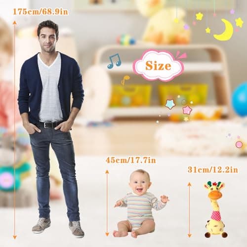 LLUKEME Dancing Giraffe Toy Stuffed Animal Toddlers Gifts for Easter Baby Toys Singing Song Toddlers Toy Repeats What You Say Glowing Musical Toy for Baby Birthday Gift Groovy Giraffe Toy - Thumbnail 2