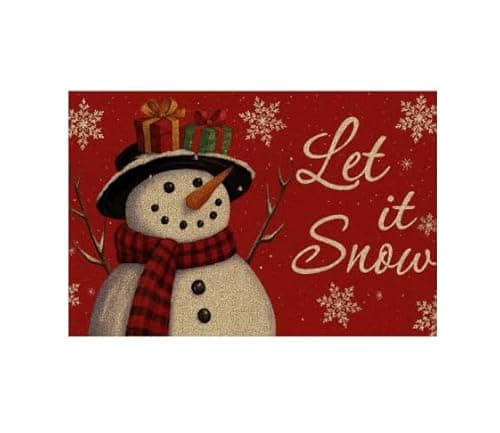 Carastora Christmas Snowman Pattern Decorative Doormat/Anti-Fatigue Mat, Let it Snow,20x31in, Suitable for Indoor and Outdoor Porch Decoration, Housewarming Non-Slip and Durable. - Image 1