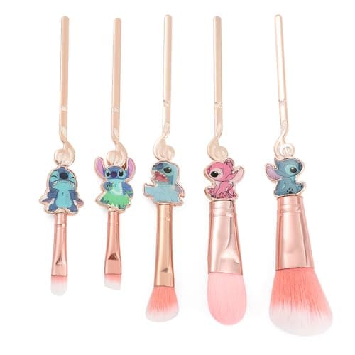 Cute Cartoon Girl-Themed 5-Piece Makeup Brush Set – Premium Synthetic Bristles for Foundation, Blending, Face Powder, Blush, Concealer & Eye Shadow - Image 1