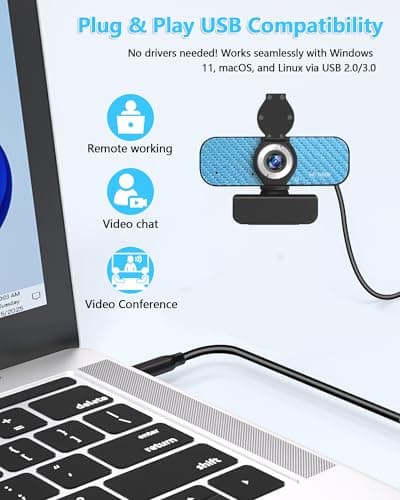 VDOR Webcam 1080P for Online Learners: Lag-Free Video & Built-in Mic for Zoom Class | Portable Design Fixed Focus USB Camera - Thumbnail 5