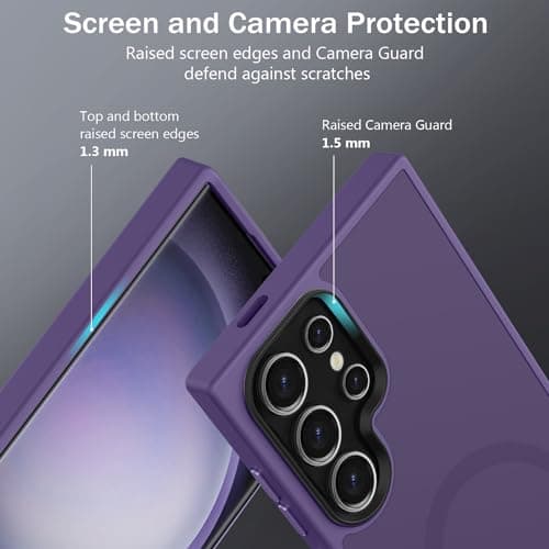 TISOOG Strong Magnetic for Galaxy S24 Ultra Case, [Compatible with Magsafe] [Military Grade Drop Tested] Protective Translucent Matte Slim Case for S24 Ultra 6.8 inch,Deep Purple - Thumbnail 5