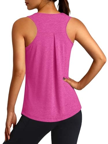 3rd hill Workout Tank Tops for Women Racerback Sleeveless Yoga Top Loose Fit Gym Shirt Running Athletic Tanks Rose Red S