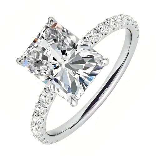 HYLYLEED Moissanite Engagement Promise Rings 1CT-3CT 18K White Gold Plated 925 Sterling Silver D Color VVS1 Clarity Wedding Rings Gift for Women, C-Radiant 2CT, 7 - Image 1