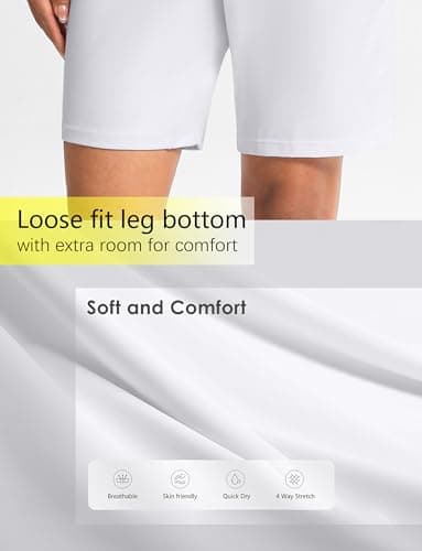 Cyasundent Women's 9" Bermuda Shorts with Zipper Pocket High Waisted Shorts for Women Casual Walking Yoga Workout(White_M) - Thumbnail 4