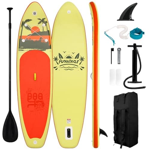 FunWater SUP Inflatable Stand Up Paddle Board Ultra-Light Inflatable Paddleboard with Accessories, Fin, Adjustable Paddle, Pump, Backpack, Leash - Image 1