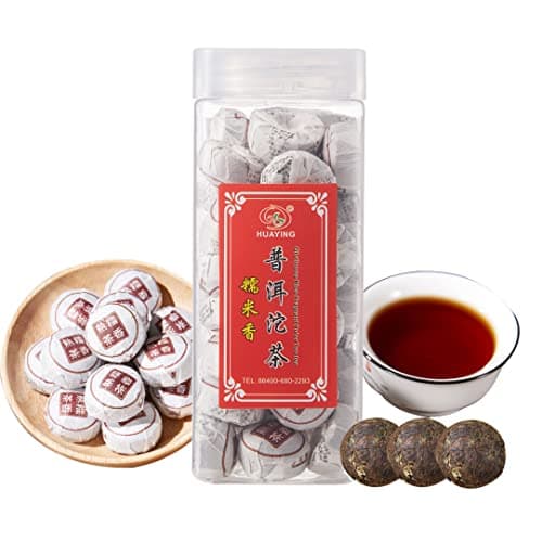 HUAYING Pu-erh Tea, Ripe Puerh Mini Tea Cake with Glutinous Rice Fragrant, Loose Leaf Tea (8.47 Ounce/240g) - Image 1