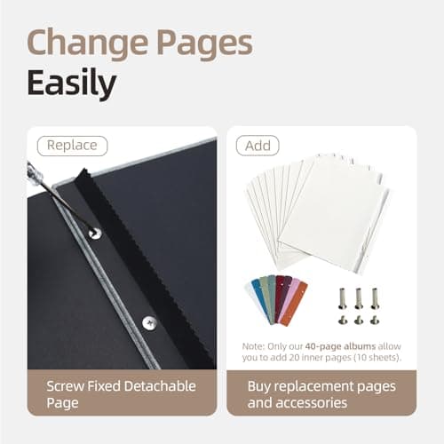 Vienrose Photo Album Self Adhesive 4x6 5x7 3x5 8x10 Scrapbook Album DIY Scrap Book with A Metallic Pen (11"x10.6" 60 Pages,Red) - Thumbnail 6