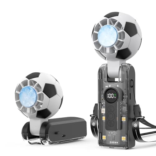 Hiluckey Portable Handheld Turbo Fan with Ice Cooling, 5 Gear Wind, 3 In 1 Soccer-Shaped Mini Personal Fan, 6000mAh Rechargeable Pocket Fan for Travel/Outdoor/Office, 180° Adjustable, 20H Max Runtime - Image 1