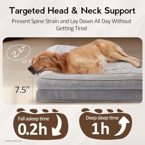 MEKIY Orthopedic Dog Bed for Extra Large Dogs - XXL Egg-Crate Memory Foam Dog Beds with Removable Washable Cover, Waterproof Pet Beds with Non-Slip Bottom, Grey - Thumbnail 3