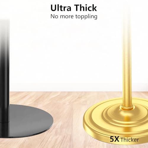 Brass Gold Bath Hand Towel Holder Stand,Stainless Steel 16 Inch Free Standing Towel Rack,Heavy Weight Towel Bar for Bathroom Vanity Countertop &Kitchen - Thumbnail 3