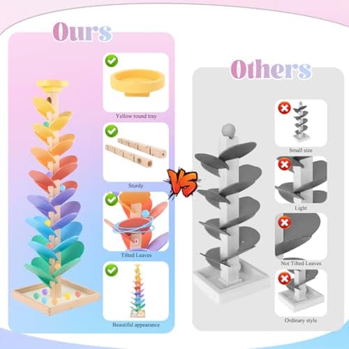 Wooden Marble Run Music Tree Montessori Toys for Kids 3+ Years Old Marble Ball Run Learning Game Wood Color Sorting Toys for 4-8 Boys and Girls Birthday - Thumbnail 5