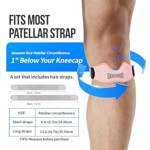 GOUNOD Patellar Tendon Support Strap 2 Pack,Silicone Knee Strap for Knee Pain Relief,Patella Band for Basketball, Jumpers Knee, Tendonitis, Running, Hiking, Soccer, Osgood Schlatter (Pink) - Thumbnail 5