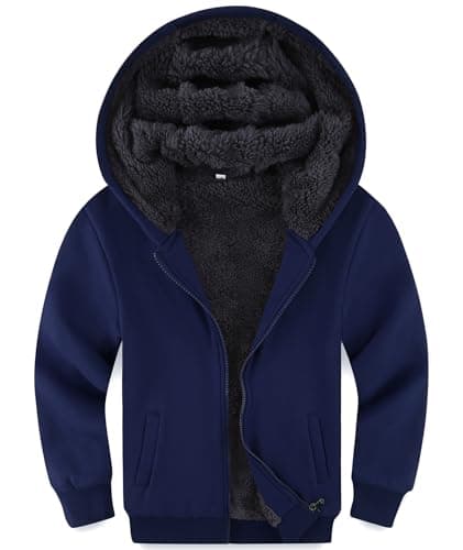 Avsead Hoodies Jackets Fleece for Boys Lined Full Zip Up Hoodie Long Sleeve Sweatshirt Kids Soft Warm Fall Winter Spring Casual Clothes School Outwear Outfits Navy Size Small 6-7 - Image 1
