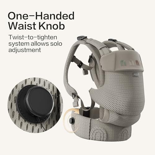 BEIESTATE Baby Carrier Newborn to Toddler, Adjustable Infant Carrier with One-Hand Waist Knob, Breathable Mesh, Magnetic Buckle, Ergonomic Lumbar Support, Lightweight 7-33 lbs (Khaki) - Thumbnail 2