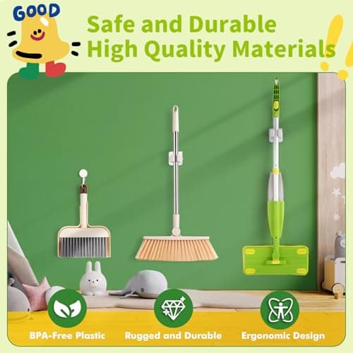Lullulii Kids Spray Mop,Toddler Mop Cleaning Set, Real Working Mini Mop & Kids Broom Dustpan Set, Housekeeping Pretend Play Toy, Montessori Kid Cleaning Toy Set Includes Organizer Clip -Green - Thumbnail 5