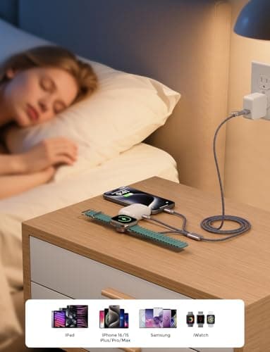 2026 Travel Essentials,3 in 2 USB C Cable for Apple Watch Charger,iPhone Charger,Multi Charging Cable,Cruise Vacation Camping Essentials for iWatch Series 11-2/Ultra,iPhone 17-12,Car,Sony PSP Cables - Thumbnail 2