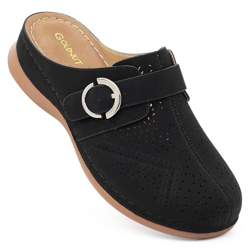 Goldnut Comfortable Clogs for Women with Arch Support - Black Closed Toe Slip On Mules, All Day Wear Casual Dressy Shoes Size 10 - Image 1