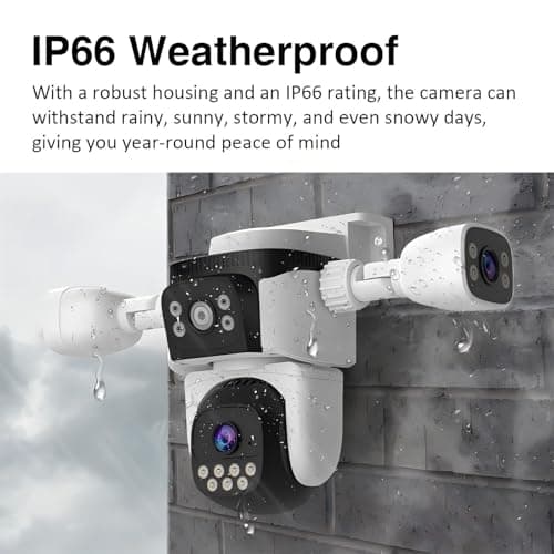 EVERSECU Triple Lens WiFi PTZ Security Camera, Three Cameras in One, Side Cameras with Adjustable All-Angle Arm, 2K 360° View No Blind Spot, Auto Tracking, Spotlight, 2 Way Audio - Thumbnail 3