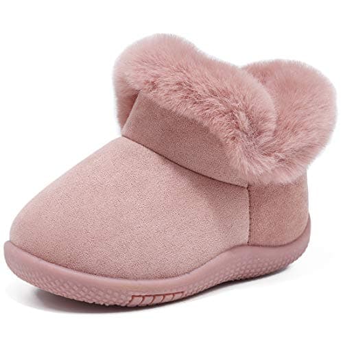 KEESKY Toddler Girl Boots Toddler Size 8 M Pink Suede Fur Lined Winter Warm Kids Shoes - Image 1