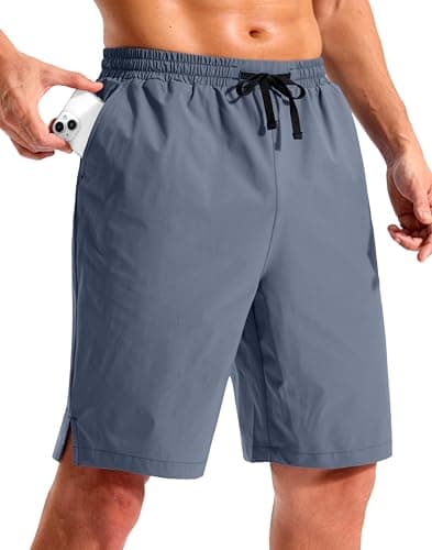 Pudolla Men's Swim Trunks 9"/11" Quick Dry Board Shorts Bathing Suits Beach Shorts for Men with Pockets - No Liner(Grey Blue 9 Inseam-3XL) - Image 1