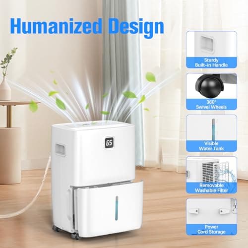 DEVERSE Max 80 Pints Energy Star Dehumidifier for Home/Bedroom/Basement, 5000 Sq.Ft Coverage, with Drain Hose, Smart Humidity Control & Large Tank - Thumbnail 5