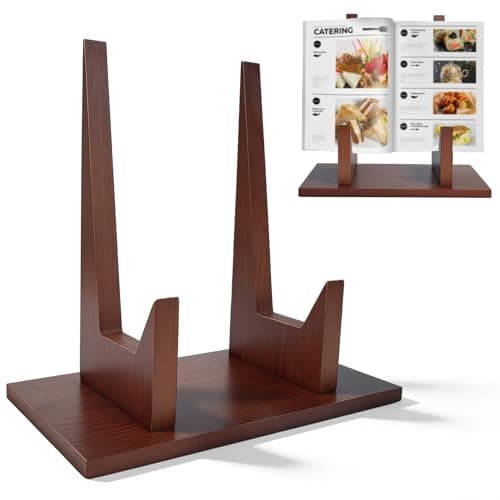 Wooden Cookbook Stand,Multifunctional Kitchen Book Stand,Cookbook Holder for Kitchen Counter Decor,Recipe Book Stand, Rustic Recipe Book Holder Stand - Image 1
