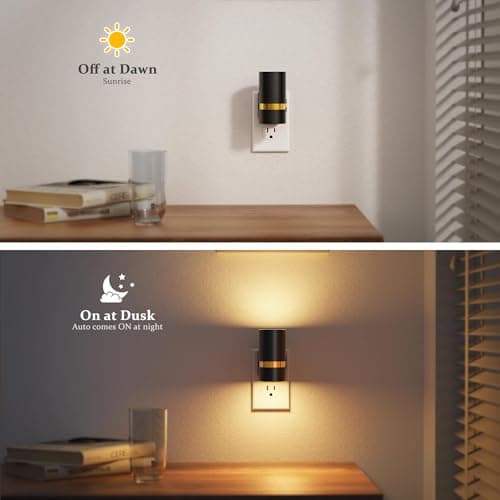 JandCase Night Lights Plug into Wall,2 Pack Amber/3000k/5000K Color Change Night Light with Dusk to Dawn, 3CCT & 10/25/50/75/100LM Dimmable Plug in LED Nightlight for Bedroom, Hallway, Stairs - Thumbnail 3