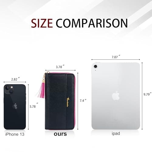 Travelambo Womens Wallet Tassel Bifold Ladies Cluth Wristlet Wrist strap Long Purse - Thumbnail 4