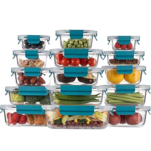 GENICOOK Airtight Glass Meal Prep Containers 15-Pack with Locking Lids – Leak-Proof Food Storage Containers Set, BPA-Free Borosilicate Glass, Microwave, Oven, Freezer & Dishwasher Safe - Image 1