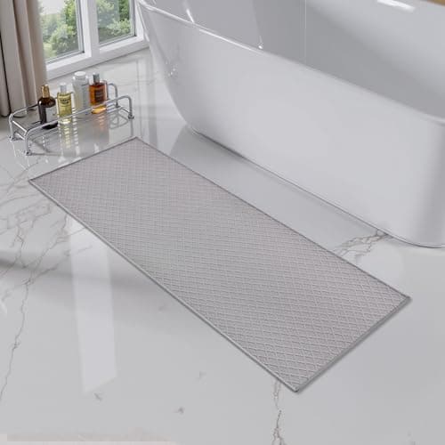 AMOAMI Bath-Mat,Ultra Thin Bath-Rugs Runner,Rubber Backed Bath Mats for Bathroom Non Slip,Absorbent Bath Rug for Bathroom Floor, Shower, Sink 2'x 6'(24" x 70") Grey - Image 1