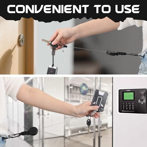 2 Set Retractable Badge Holders Heavy Duty Badge Reel Retractable Keychain with Tactical ID Card Holders - Thumbnail 5