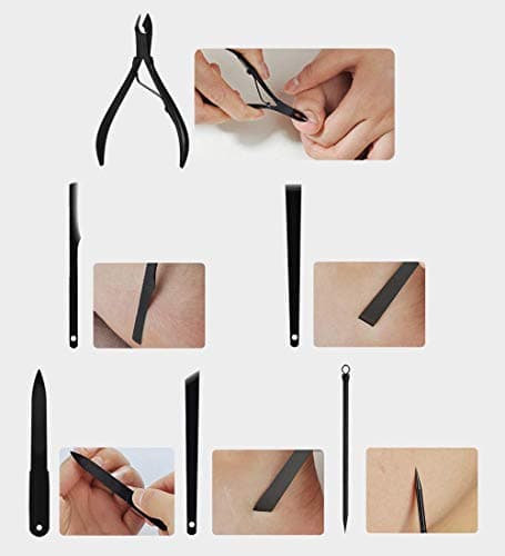 Nail Clippers Sets High Precisio Stainless Steel Nail Cutter Pedicure Kit Nail File Sharp Nail Scissors and Clipper Manicure Pedicure Kit Fingernails & Toenails with Portable Stylish case (Black) - Thumbnail 5
