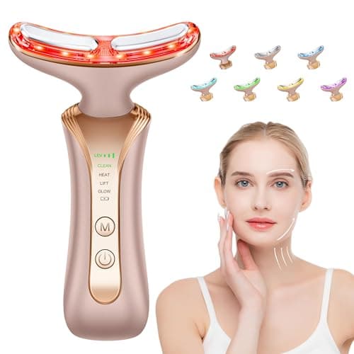 7 in 1 Multifunctional Facial Massager, Red Light Therapy for Face with 7 Modes, Face Lift Device, Portable Facial Massager for Wrinkles,Neck&Skin Care-Pink - Image 1