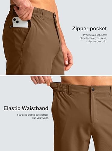 G Gradual Men's Casual Shorts 7" Lightweight Golf Shorts for Men Stretch with 3 Pockets Quick Dry Breathable Work Shorts Brown - Thumbnail 3