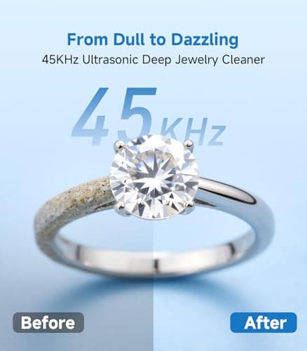 Ultrasonic Jewelry Cleaner Machine, 45KHz Retainer Cleaner Ultrasonic Professional for Dentures, Ring, Earrings Sterling Silver Deep Cleaning with 4 Modes, Timer, Low Noise, 304 Stainless Steel Tank - Thumbnail 5