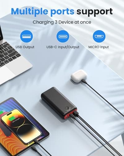 DAOLOT Portable Charger Power Bank 30000mAh USB C 22.5W Fast Charging External Battery Pack PD QC4.0 with Flashlight 3 Outputs & 2 Inputs Battery Bank for iPhone Samsung Galaxy iPad etc (Red) - Thumbnail 4