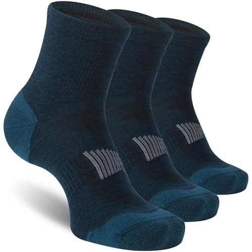 RTZAT Men's Women's 90% Merino Wool Ankle Athletic Business Casual Running Moisture Wicking Arch Support Thin Wool Socks, Navy, Medium - Image 1