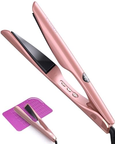LANDOT Flat Iron Hair Straightener and Curler 2 in 1 – Ceramic Dual Voltage Curling Iron with 12 Adjustable Temps(250-450℉) for Sleek Straight, Bouncy Curls & Waves, Fast Heat Up for Travel & Home Use - Image 1