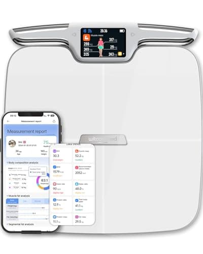 Witcaremed Smart Scale for Body Weight with BMI, Body Fat, Muscle Mass, Water Percentage, 8 Electrode High Precision Bathroom Scale, Scale with App, 56 Body Composition Measurement (White) - Image 1