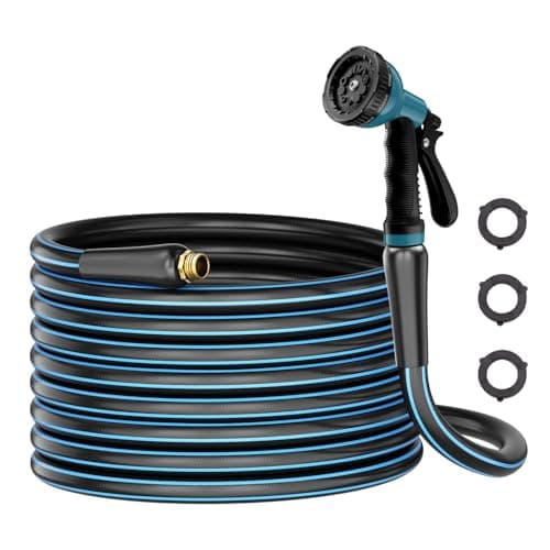 Besiter Heavy Duty Garden Hose 50FT: Water Hose With 10-Pattern Spray Nozzle - Durable Hose with Brass Connect Fittings 5/8" - High Pressure Hose for Outside Gardening Car Washing Watering - Image 1