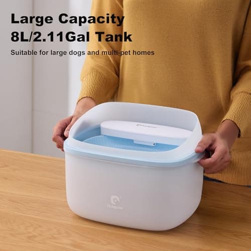 HOLAPAW Dog Water Fountain for Large Dogs, 2.1Gal/8L Dog Water Bowl Dispenser, No Spill Automatic Pet Water Fountain for Dogs Cats Multiple Pets with Ultra Quiet Pump, 3 Filter Replacement, Blue - Thumbnail 3
