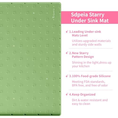 Sdpeia Under Sink Mat 31"×22" Waterproof Silicone Cabinet Liner & Sink Protector for Kitchen & Bathroom, Multi-Purpose Organizers Tray for Pets, Laundry, Cat Litter Mat - Thumbnail 3
