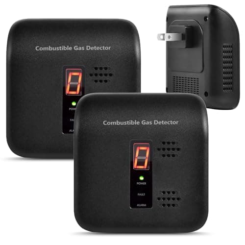 Gas Leak Detector, 2 Pack Natural Gas Alarm for Home & RV, Plug-in Propane Detector Monitor with Audible & Visual Alarm, AC 120V-240V, Black Color - Image 1