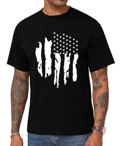 KESIHAN American Flag Shirt Patriotic Shirts for Men Crewneck Casual Mens Vintage 4th of July Graphic Tees - Image 1